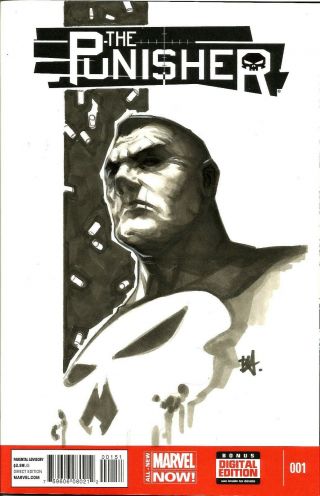 Punisher Art Sketch Cover By Ben Harvey On Punisher 1 Blank Variant