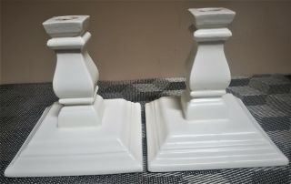 Vintage Atlantic Mold Ceramic Candle Holders/candlesticks 5.  25” Tall