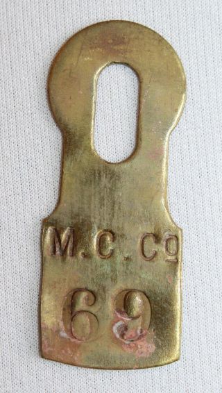 Rare Antique/vintage (m.  C.  Co. ) Brass Tool Check