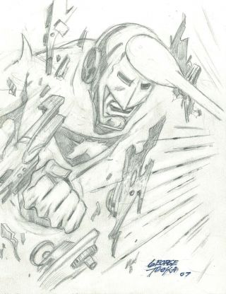 Enemies Of Iron Man Series – Unicorn In Action Sketch 2007 George Tuska Art