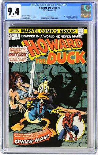 S396.  Howard The Duck 1 Marvel Cgc 9.  4 Nm (1976) Spider - Man Cover; White Pages