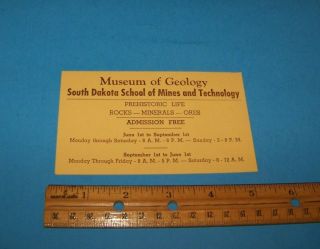 Museum Of Geology South Dakota School Of Mines & Technology Vintage Ad Card