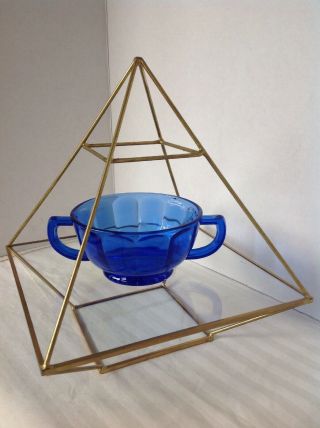Vintage Brass And Glass Jewelry Curio Trinket Pyramid Display Stand 9 " Tall