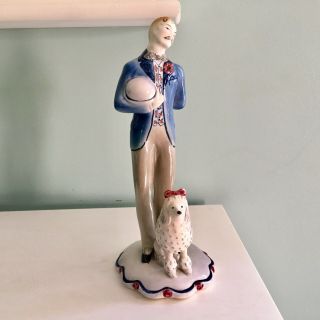 Vintage Goldscheider Everlast Corp Usa Porcelain Courting Gentleman Dog Figurine