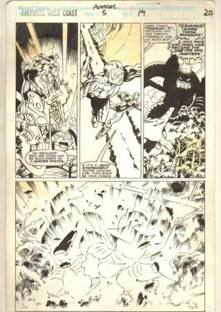Avengers West Coast Annual 5 P.  20 - Huge Explosion - 1990 Art By James Fry