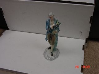 Goldscheider Everlast Figurine Rendezvous Porcelain Figure Colonial Man Blue