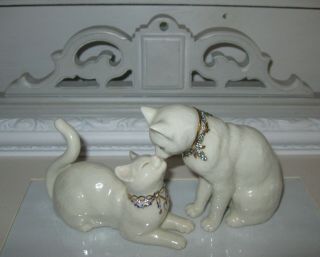 Lenox China Ivory Cat Figures Figurines Awake To A Kiss Set Of 2
