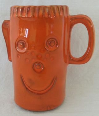 People Lover Jean Ellsworth Pacific Stoneware Mug Smiley Face Vintage 70s Orange
