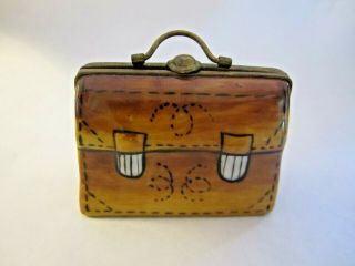 Parry Vieille Pv Peint Main Limoges France Briefcase Hinged Trinket Box