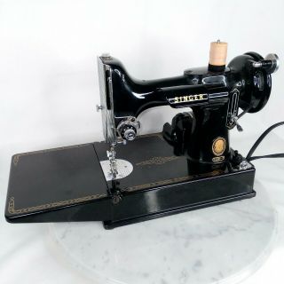1955 Singer Featherweight Model 221,  Portable Sewing Machine,  Case,  Accessories