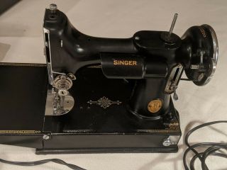 Vintage Singer 221 - 1 Featherweight Sewing Machine,  Black With Scroll Front