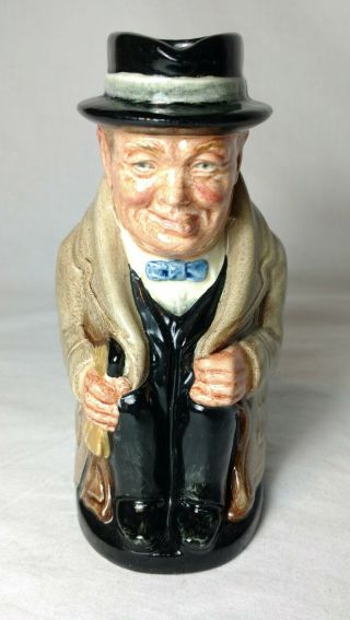 Vintage Royal Doulton England Porcelain Winston Churchill Toby With Handle 5.  5 " T