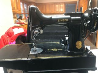 Vintage 1948 Featherweight 221 - 1 Singer Sewing Machine With Case And