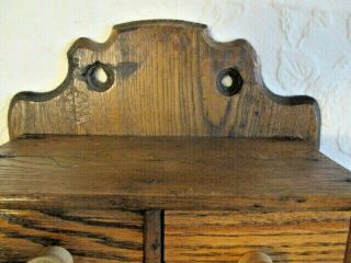 VINTAGE OAK SEWING OR SPICE CABINET - CIGAR BOX DRAWERS - SPOOL PULLS 2