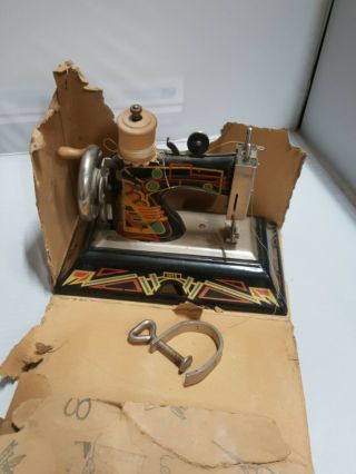 1930s Vintage Casige Child’s Toy Hand Crank Sewing Machine Art Deco 1015 Germany