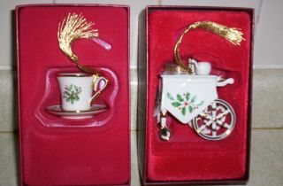 Lenox Holiday Home Teacart Christmas Ornament 6119101 & Teacup W/ Box