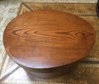 Vintage Bentwood Shaker Style Oval Sewing Box Dark Wood