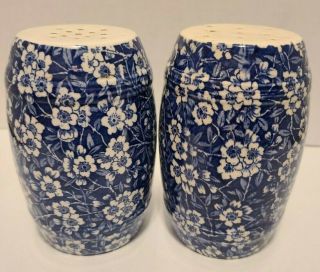 Blue Calico Salt And Pepper Arthur Wood Made In England Antique Large