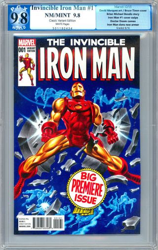 Invincible Iron Man 1 Pgx 9.  8 Timm Variant 1968 Iron Man 1 Homage Cover 2015