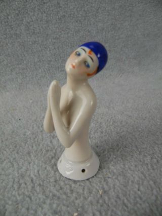 3 " Antique German Pin Cushion Half Doll Figurine William Goebel Porcelain Nude