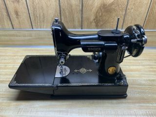 1950 Singer Featherweight 221 - 1 Portable Electric Sewing Machine,  Case & Access