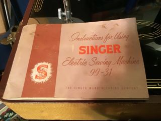 Rare Vintage Singer Sewing Machine 99 - 31 Case & Attachments 3