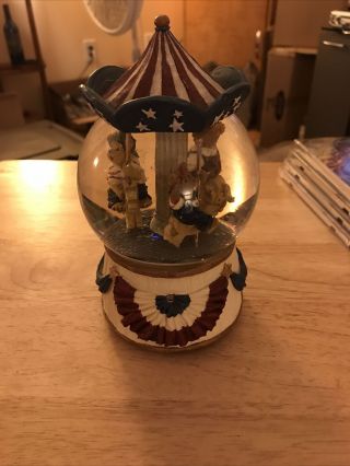 Boyds Bears Yankee Doodle Water Globe Numbered /2200 Rare