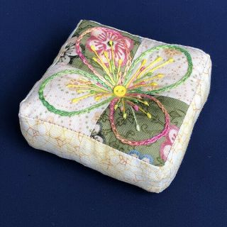 Handmade " Petals " Fabric Pincushion; All Proceeds Benefit Alzheimers Association