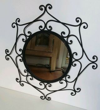 Vintage Wrought Iron Framed Accent Wall Hanging Mirror 21.  5 "