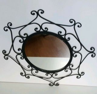 Vintage Wrought Iron Framed Accent Wall Hanging Mirror 21.  5 