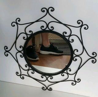 Vintage Wrought Iron Framed Accent Wall Hanging Mirror 21.  5 
