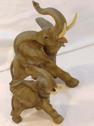 Elephant Ceramic Figurines Andrea By Sadek Matching Figures 7839 & 6015