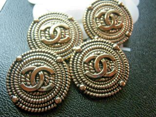 Chanel 4 Buttons Antique Gold Tone 20 Mm,  3/4 Inch Metal A Set Of 4