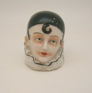 Old Art Deco German Pierrot Clown / Harlequin Porcelain Tape Measure 4147