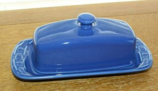 Longaberger Pottery Cornflower Woven Traditions Covered Butter Dish,  Usa