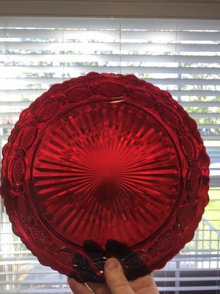 Set Of 4 Avon Ruby Red 1876 Cape Cod Dinner Plates (10 - 3/4 ")