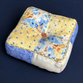 Handmade " French Provincial " Fabric Pincushion; Proceeds For Alzheimers Assoc.