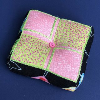 Handmade " Tipsy " Fabric Pincushion; All Proceeds Benefit Alzheimers Association