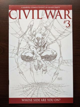 Civil War 3 Michael Turner Sketch Variant Avengers Spider - Man Nm Ltd 1:75