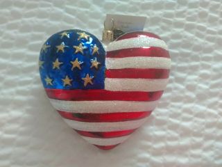 Large Radko Brave Heart Ornament American Red Cross Commemorating 9 - 11