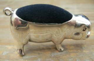 Novelty Edwardian Style Hallmarked Solid Sterling Silver Pig/Sow Pin Cushion 3