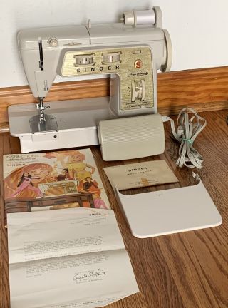 Vintage Singer Golden One - Touch Deluxe Model 690u Sewing Machine W/ Pedal & Case