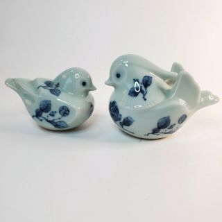 Vintage Fitz & Floyd Porcelain Birds Blue Flowers