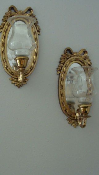 Sconces,  1 Pair,  Home Interiors,  Gold Siroco,  Mirror And Glass Cups.