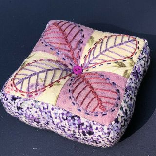 Handmade " Spring Lilac " Fabric Pincushion; Benefits Western Us Wildfire Relief