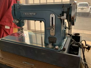 Vtg 50s Era Badged Triumph Special Deluxe Sewing Machine,  Baby Blue,