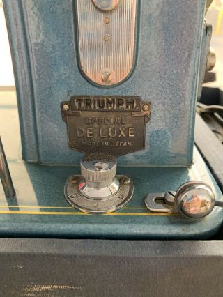 VTG 50s Era Badged Triumph Special Deluxe Sewing Machine,  Baby Blue, 3