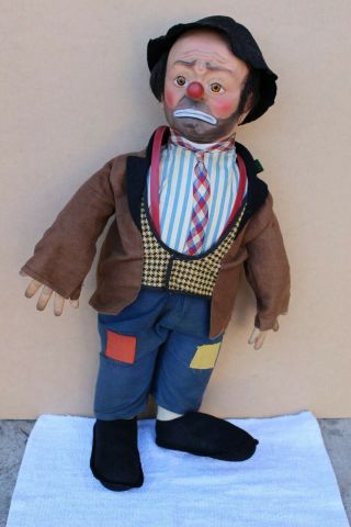 Vintage Emmett Kelly " Willie The Clown " Doll By Baby Barry Toy N.  Y.  C.