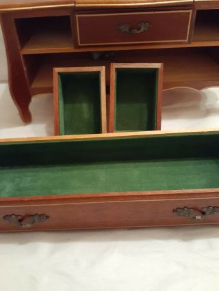 Vintage Footed Wood Jewelry Music Box with Mirror,  plays 