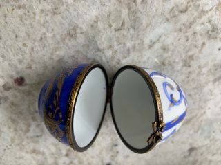 Peint Main Limoges Trinket - Royal Egg Shaped Box Signed Mcls